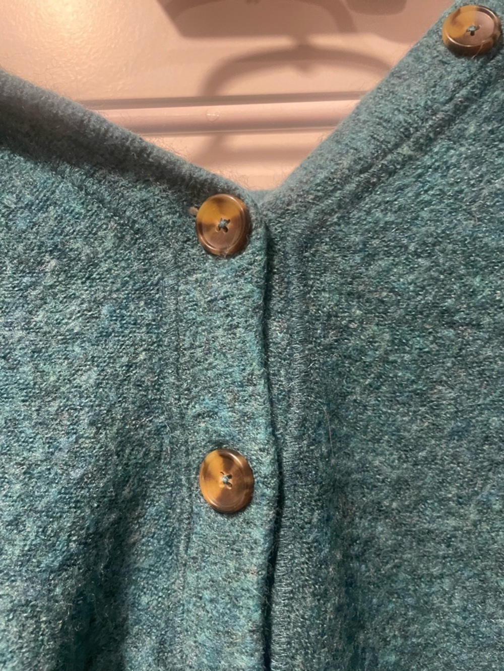 Free People Teal Hooded Button Pullover Sweater size large - Picture 2 of 5